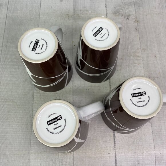 Home Target DUSK Brown Chocolate Geometric Leaves Stoneware 14oz Cups Mugs Set 4 - Picture 7 of 16